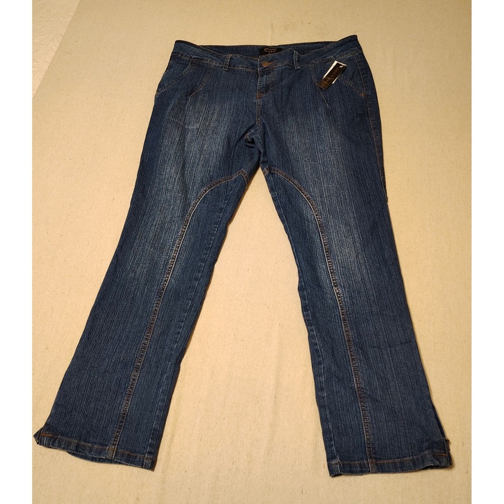 Essentials by ABS Women Medium Wash Straight Leg Jeans Zipper Hem Size 16 NWT